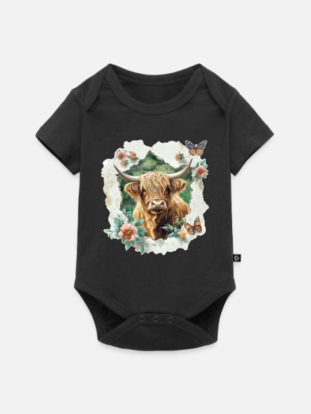 Hochlandrind - Baby Premium Kurzarmbody - Schwarz