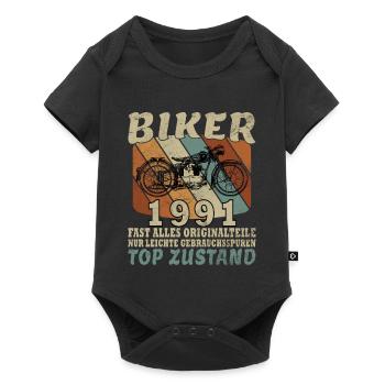 Vintage 1991 Born Motorcycle Birthday Gift - Baby Premium short-sleeve bodysuit - black - Front