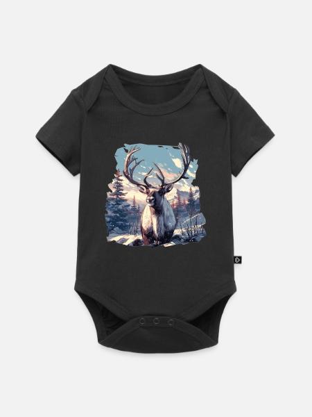 Rentiere Rentier - Baby Premium Kurzarmbody - Schwarz