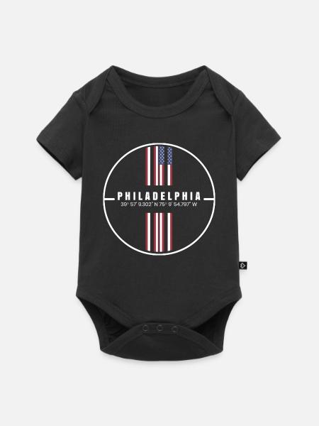 Philadelphia Koordinaten - Baby Premium Kurzarmbody - Schwarz
