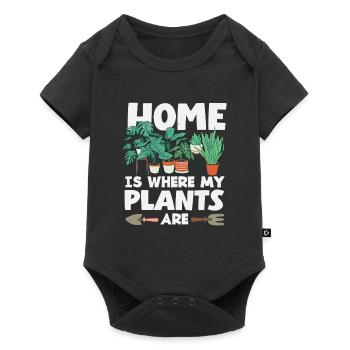Maison où mes plantes sont amoureuses des plantes - Body à manches courtes Premium Bébé - noir - Devant