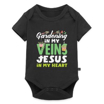 Jardiner mes veines Jésus Amant des plantes - Body à manches courtes Premium Bébé - noir - Devant