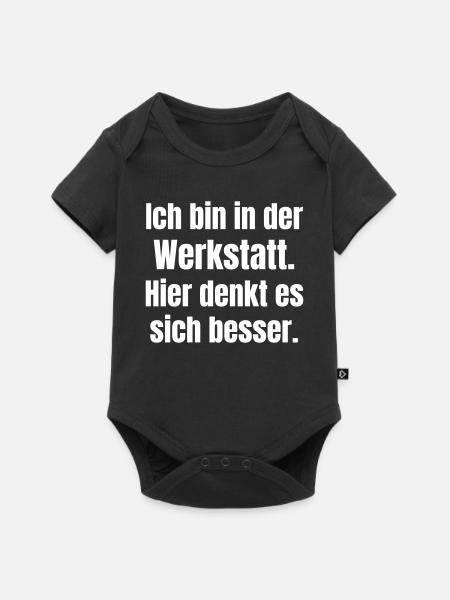 Ich bin in der Werkstatt Spruch - Baby Premium Kurzarmbody - Schwarz