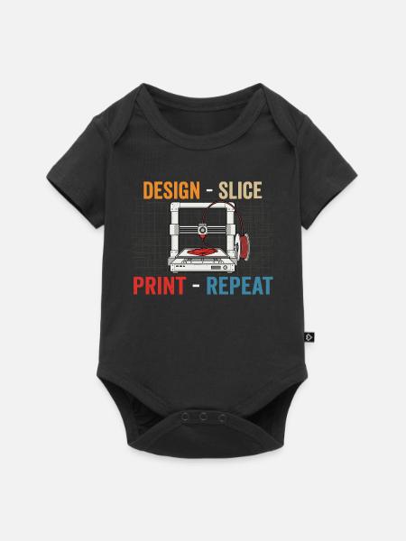 3D-Druck Evolution – Design Slice Print Repeat - Baby Premium Kurzarmbody - Schwarz