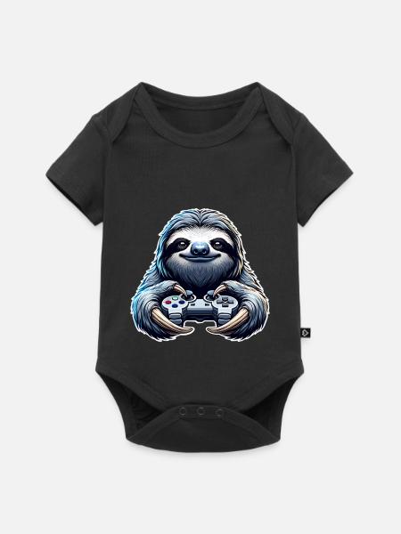Gaming Faultier - Baby Premium Kurzarmbody - Schwarz