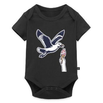 Lustige Möwe Stiehlt Eiscreme - Baby Premium Kurzarmbody - Schwarz - Vorne