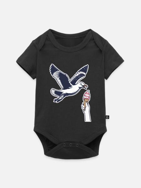 Lustige Möwe Stiehlt Eiscreme - Baby Premium Kurzarmbody - Schwarz