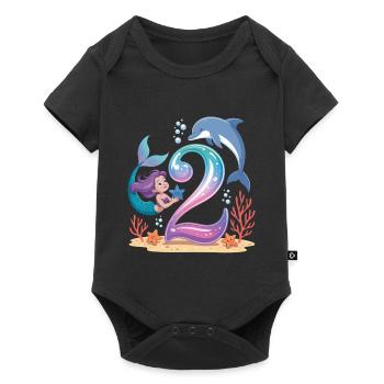 Mermaid 2nd Birthday 2 Years - Baby Premium short-sleeve bodysuit - black - Front