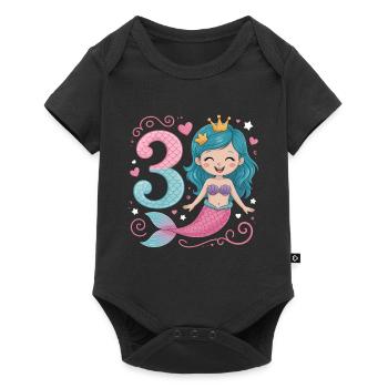 3e anniversaire de la sirène 3 ans - Body à manches courtes Premium Bébé - noir - Devant