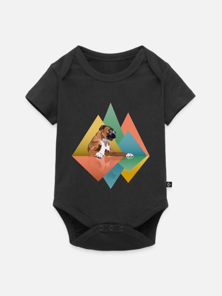 Boxer Dog Geometric - Baby Premium Kurzarmbody - Schwarz