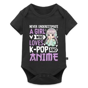 Never Underestimate Girl Who Loves K-Pop And Anime - Baby Premium short-sleeve bodysuit - black - Front