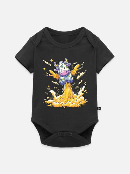 Kuh Raketenstart im Milchstrahl - Baby Premium Kurzarmbody - Schwarz