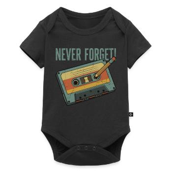 N’oublier jamais – Design rétro cassette & crayon - Body à manches courtes Premium Bébé - noir - Devant