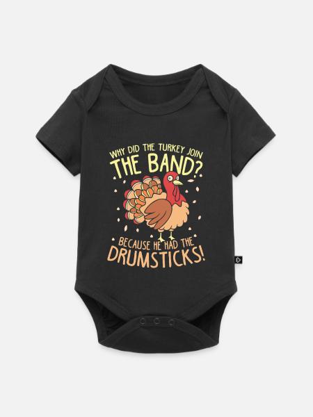 Truthahn in der Band: Drumsticks-Witz - Baby Premium Kurzarmbody - Schwarz