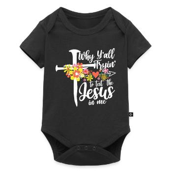 Croix de fleurs : Jésus en moi - Body à manches courtes Premium Bébé - noir - Devant