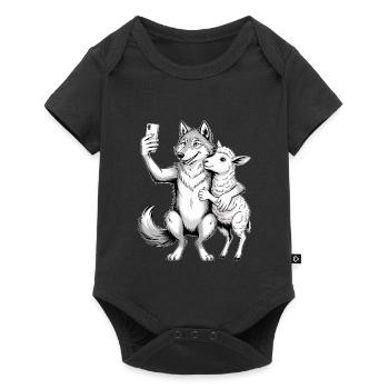 Wolf und Schaf  - Baby Premium Kurzarmbody - Schwarz - Vorne