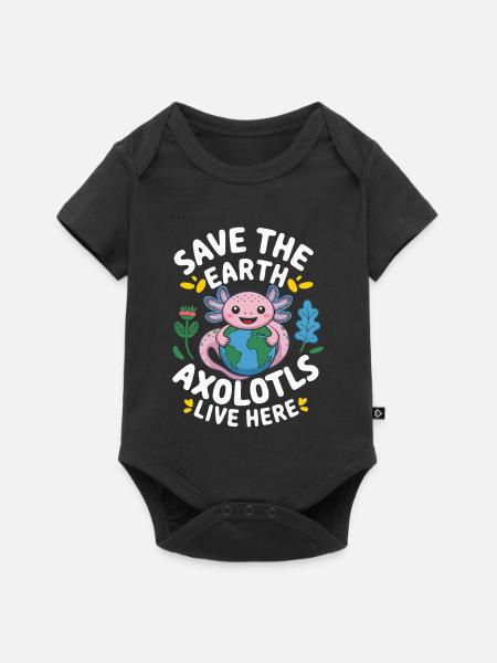 Axolotl Save The Earth - Baby Premium Kurzarmbody - Schwarz