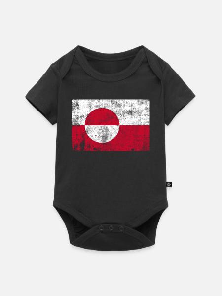 Groenland / Grönland Fahne Grunge Retro Vintage - Baby Premium Kurzarmbody - Schwarz