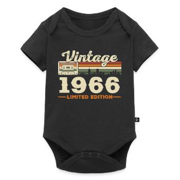 1966 Vintage Retro Geburtstagsgeschenk - Baby Premium Kurzarmbody - Schwarz - Vorne