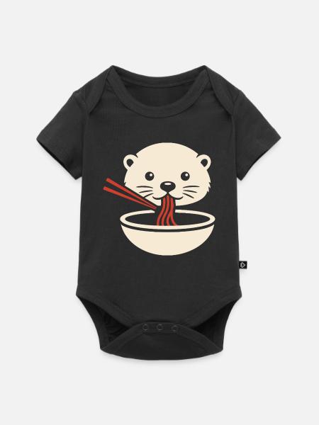 Minimal Otter Noodle Icon - Baby Premium Kurzarmbody - Schwarz