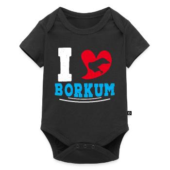 Borkumer Insel I LOVE BORKUM Lustiges - Baby Premium Kurzarmbody - Schwarz - Vorne
