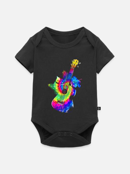 Hawaiian Ukulele Uke Tie Dye - Baby Premium Kurzarmbody - Schwarz