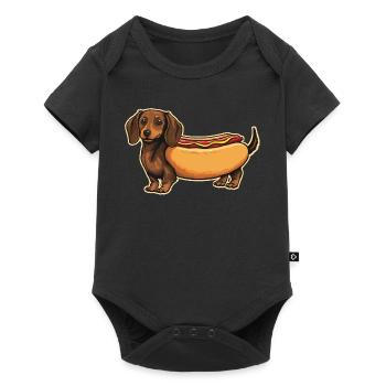 Collant en pain de hot-dog teckel mignon - Body à manches courtes Premium Bébé - noir - Devant