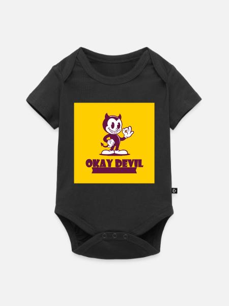 Okay Devil-Maskottchen auf Gelb - Baby Premium Kurzarmbody - Schwarz