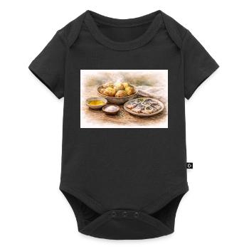Pommes de terre veste avec hareng ukrainien - Body à manches courtes Premium Bébé - noir - Devant