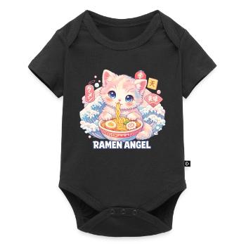 Japon Cat Ramen Nouilles Motif Vague Rétro - Body à manches courtes Premium Bébé - noir - Devant
