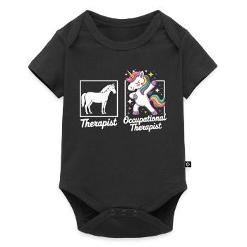 Unicorn Therapist Motiv - Baby Premium Kurzarmbody - Schwarz - Vorne