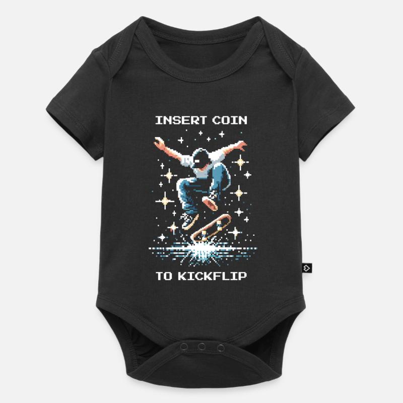 Insérer une pièce pour Kickflip | Trick de patinage - Body à manches courtes Premium Bébé - noir