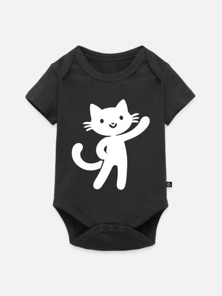 Katze Niedlich - Baby Premium Kurzarmbody - Schwarz