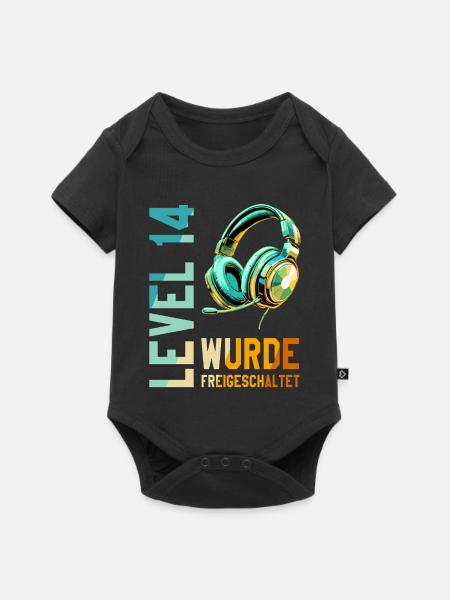 14. Geburtstag Junge Mädchen Teenager Level 14 - Baby Premium Kurzarmbody - Schwarz