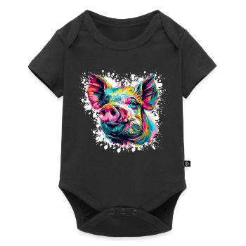 Pop Art Pig Head Color Explosion - Baby Premium short-sleeve bodysuit - black - Front