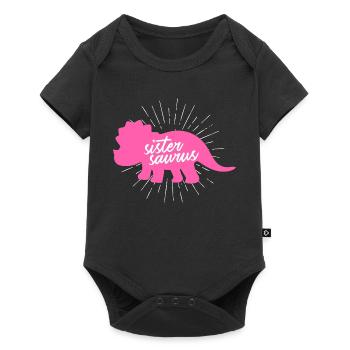 Sistersaurus Drôle de Sœur Dinosaure Tricératops - Body à manches courtes Premium Bébé - noir - Devant