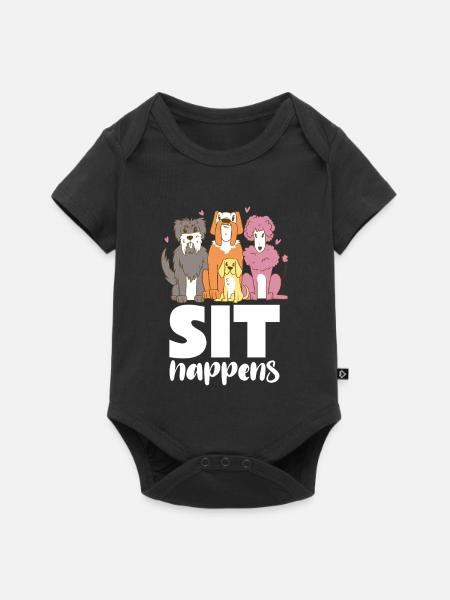Hundebande Sit Happens - Baby Premium Kurzarmbody - Schwarz