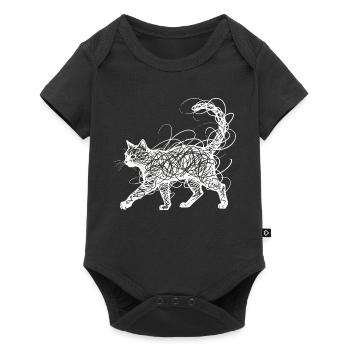 Minimalist Scribble Cat Line Art Japanese - Baby Premium short-sleeve bodysuit - black - Front