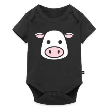 Mignonne Tête de Vache Visage Vector de la BD - Body à manches courtes Premium Bébé - noir - Devant