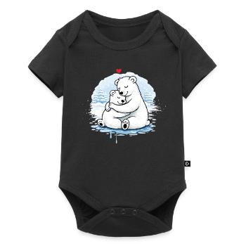 Cuddling polar bears in winter – a loving motif - Baby Premium short-sleeve bodysuit - black - Front
