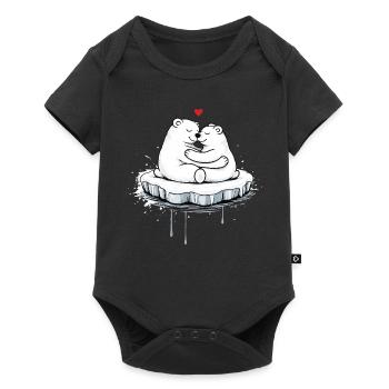 Deux ours polaires câlins sur la banquise - Body à manches courtes Premium Bébé - noir - Devant