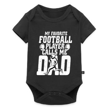 Mon joueur de football préféré m’appelle Papa joueur - Body à manches courtes Premium Bébé - noir - Devant