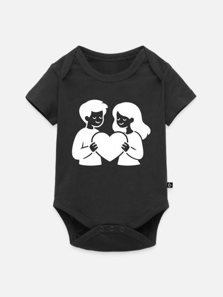 Liebespaar Verliebt Herz - Baby Premium Kurzarmbody - Schwarz