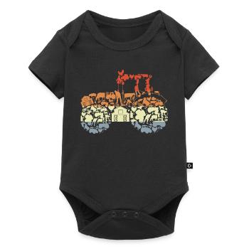 Retro Tractor Silhouette - Baby Premium short-sleeve bodysuit - black - Front