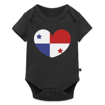 Panama heart flag - Baby Premium short-sleeve bodysuit - black - Front