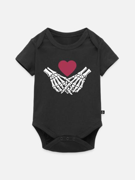  ewige Liebe | Knochenhände | Skelett | Herz - Baby Premium Kurzarmbody - Schwarz