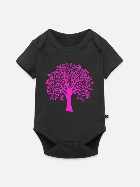 Rosa Jumbo-Baum-Muster-Silhouette - Baby Premium Kurzarmbody - Schwarz