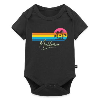 Mallorca Palm Trees Sunset Retro - Baby Premium short-sleeve bodysuit - black - Front