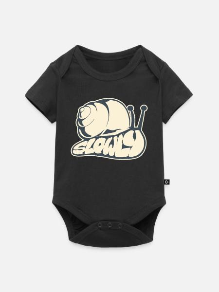 Langsam, gezeichnetes Wort (V2) - Baby Premium Kurzarmbody - Schwarz