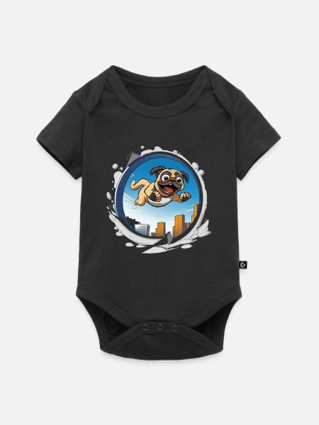 Pug Sprinter im Stadtlauf - Baby Premium Kurzarmbody - Schwarz
